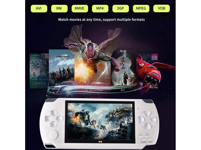 Mericonn PSP Handheld Game Machine X6, 8GB, with 4.3 Inch High Definition Screen, Built-in Free Games, White