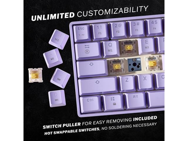 HK GAMING GK61 Mechanical Gaming Keyboard - 61 Keys Multi Color RGB Illuminated LED Backlit Wired Programmable for PC/Mac Gamer (Gateron Optical...
