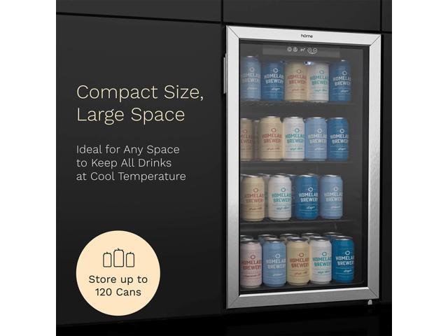 hOmeLabs Beverage Refrigerator and Cooler - 120 Can Mini Fridge with Glass Door for Soda Beer or Wine - Small Drink Dispenser Machine for Office or...