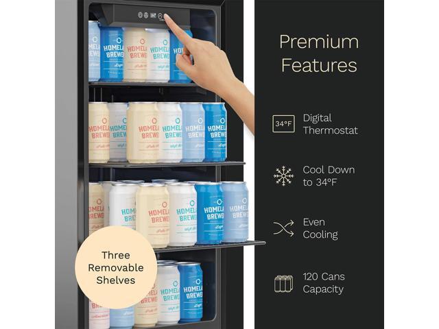 hOmeLabs Beverage Refrigerator and Cooler - 120 Can Mini Fridge with Glass Door for Soda Beer or Wine - Small Drink Dispenser Machine for Office or...