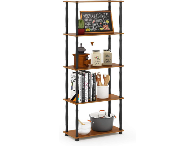 Furinno TURN-S-TUBE Storage Shelves, 5-Tier Book Shelf, Corner Shelf, Toolless Open Shelves, Classic Tubes, for Organization and Storage, Living...