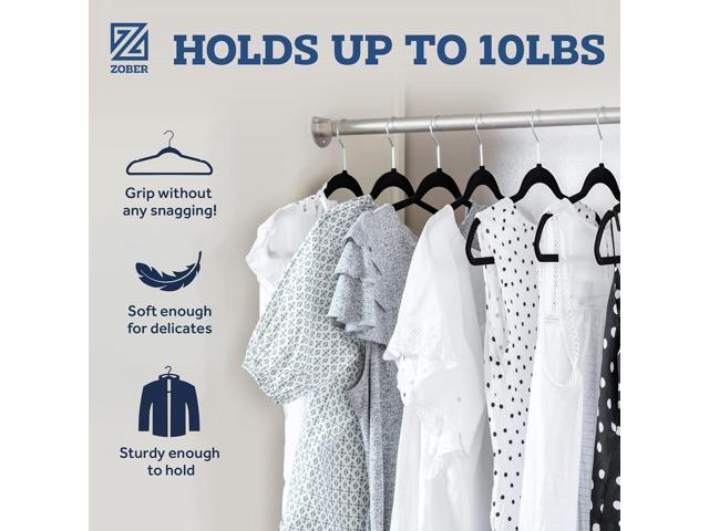 Zober Velvet Hangers 50 Pack - Black for Coats, Pants & Dress Clothes - Non Slip w/ 360 Degree Swivel, Holds up to 10 lbs - Strong Felt Hangers for...
