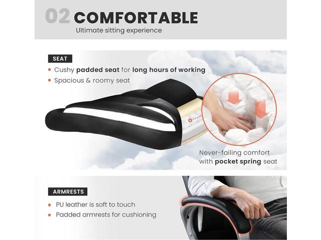 NEO CHAIR Office Chair Computer Desk Chair Gaming - Ergonomic High Back Cushion Lumbar Support with Wheels Comfortable Black Leather Racing Seat...