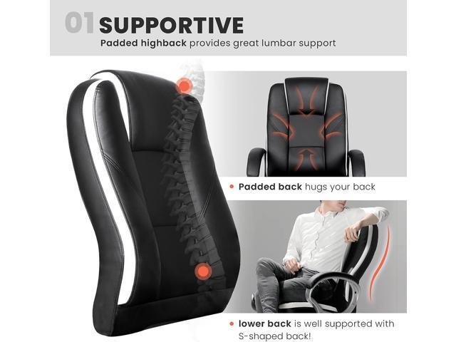 NEO CHAIR Office Chair Computer Desk Chair Gaming - Ergonomic High Back Cushion Lumbar Support with Wheels Comfortable Black Leather Racing Seat...
