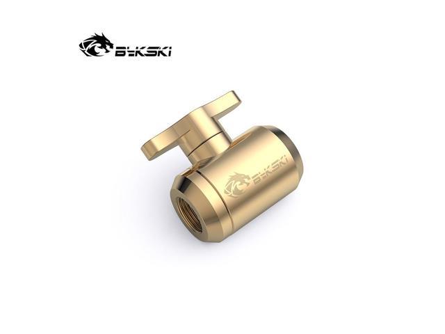 Bykski G1/4' Metal Valve for PC Watercooling Water Liquid Cooling Watercooled System 2-Way Shutoff Drain Ball Valve Fitting (Gold)