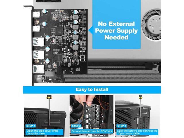 PCIe to USB 3.2 Gen 2 Adapter Card with 20 Gbps Bandwidth 5-Port PCI Express Expansion Card Internal USB Hub PCI-E Add-on Cards Riser for Windows...