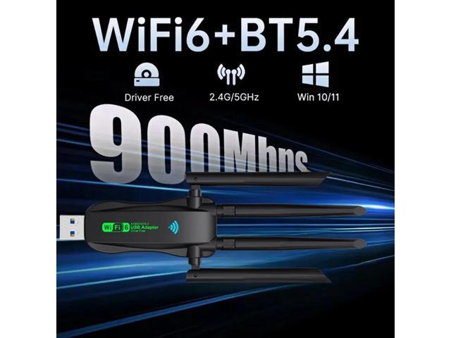2026 New WIFI 6 USB Wireless External Network Card 4 Antennas WiFi BT 5.4 Adapter 2in1 Dongle Driver Free for Windows 10/11