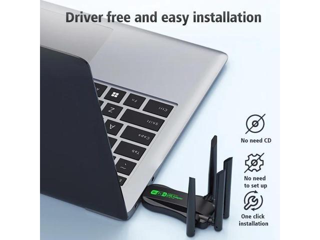 2026 New WIFI 6 USB Wireless External Network Card 4 Antennas WiFi BT 5.4 Adapter 2in1 Dongle Driver Free for Windows 10/11