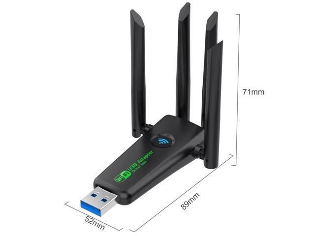 Dual Band 1200Mbps WiFi USB Adapter 2.4G/5.8Ghz Wi-Fi5 Dongle 4 Antenna USB3.0 Wireless Receiver For PC/Laptop No CD Driver Free