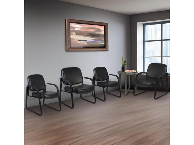 Romig Victor Guest and Reception Chair with Arms, Vinyl - Black