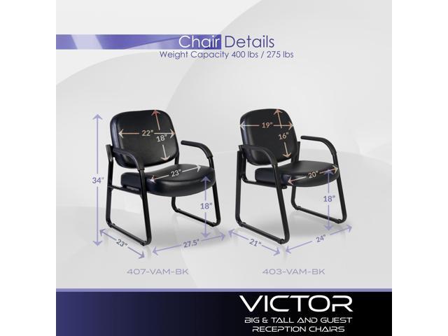 Romig Victor Guest and Reception Chair with Arms, Vinyl - Black