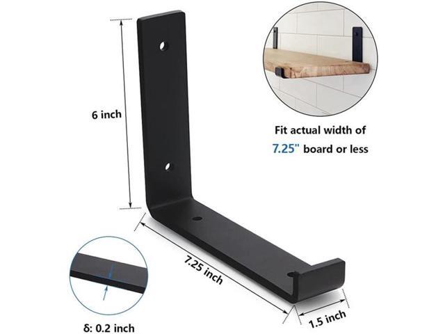 Butizone Metal Shelf Bracket 4 Pack, DIY Open Shelving, Black (7.25')