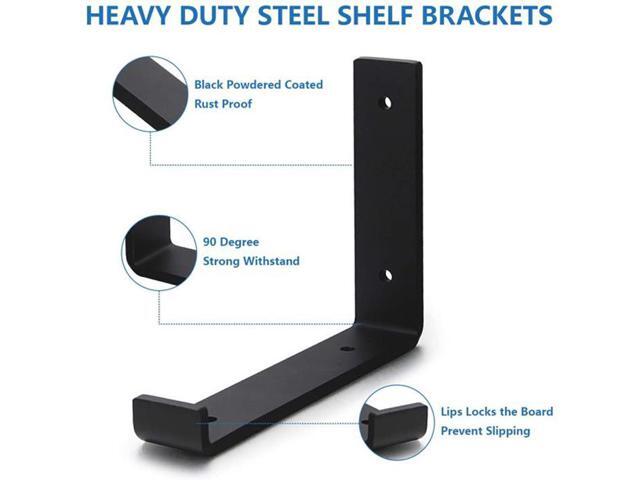 Butizone Metal Shelf Bracket 4 Pack, DIY Open Shelving, Black (7.25')