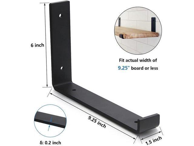 Butizone Metal Shelf Bracket 4 Pack, DIY Open Shelving, Black (9.25')