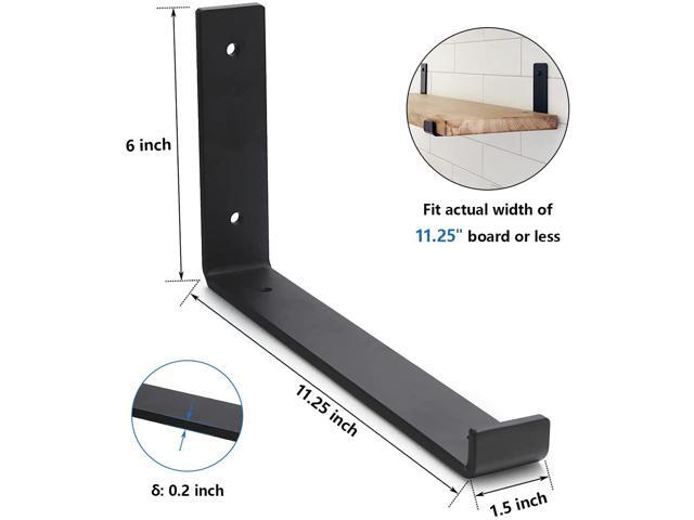 Butizone Metal Shelf Bracket 4 Pack, DIY Open Shelving, Black (11.25')