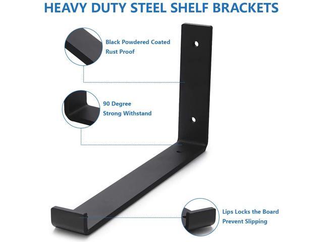Butizone Metal Shelf Bracket 4 Pack, DIY Open Shelving, Black (11.25')