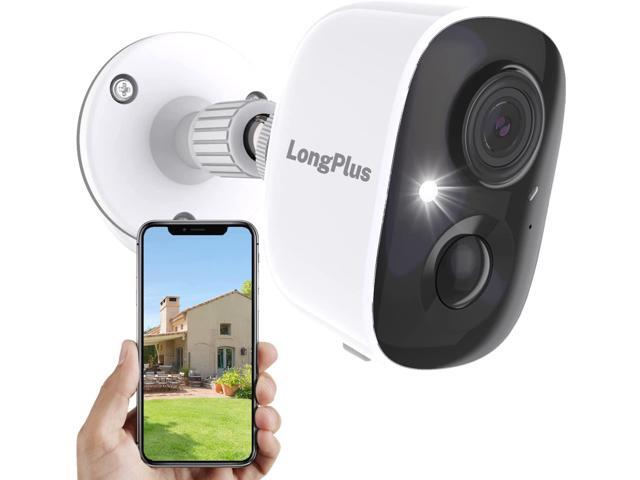 Longplus Wireless Outdoor Security Camera, Battery Powered Cameras for Home Security Wireless Wifi with Night Vision, Motion Detection,Siren.