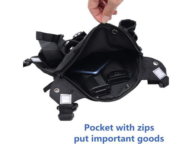 ABBREE Chest Harness Front Pack Pouch Holster Vest Rig for Baofeng UV-5R BF-F8HP UV-82 TYT Ham Two Way Radio (Rescue Essentials) (Reflective Black)