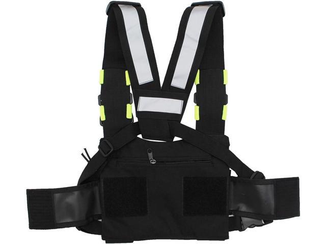 GoodQbuy Universal Radio Harness Chest Rig Bag Pocket Pack Holster Vest Fluorescent Green for Two Way Radio