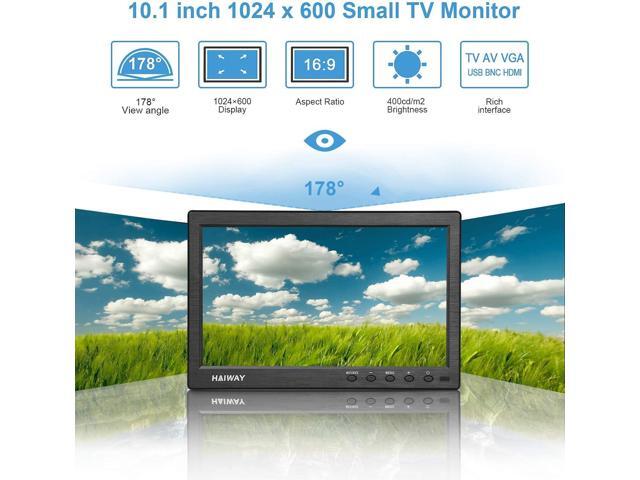 10.1 inch Security Monitor, 1024x600 Resolution Small HDMI Monitor Small Portable Monitor with Remote Control with Built-in Dual Speakers HDMI VGA...