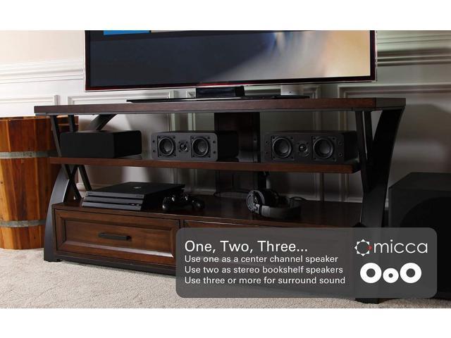 Micca OoO Passive Slim Bookshelf Speakers with 3-Inch Woofers and Silk Tweeter, Thin Design Under 4' Wide, for Desktop Stereo or Home Theater...