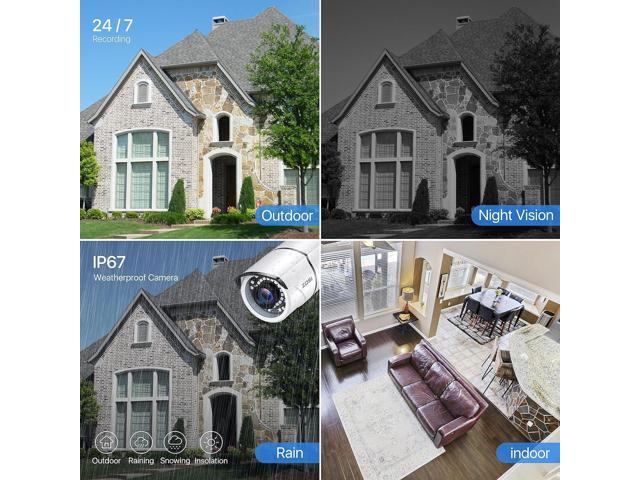ZOSI 4 Pack 2MP 1080p HD-TVI Home Security Camera Outdoor Indoor 1920TVL, 36PCS LEDs, Night Vision, Weatherproof Surveillance CCTV Bullet Camera
