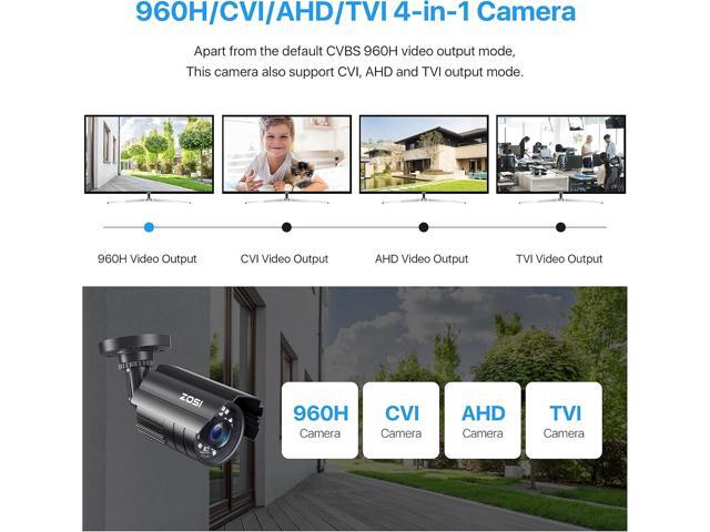 ZOSI 2.0MP 1080P HD 1920TVL Security Camera Hybrid 4-in-1 TVI/CVI/AHD/960H CVBS CCTV Camera Outdoor Indoor,80ft IR Night Vision,Weatherproof Bullet...