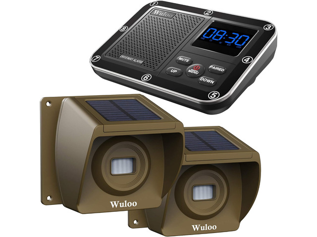 Solar Driveway Alarm Wireless Outside 1800ft Range, Outdoor Motion Sensor & Detector Driveway Alert System with Rechargeable...