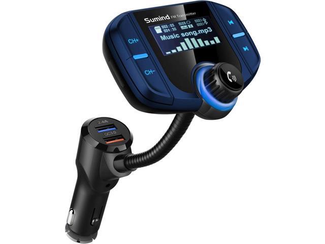 Upgraded Bluetooth FM Transmitter, Wireless Radio Adapter Hands Free Car Kit with 1.7'' Display, QC3.0 and Smart 2.4Amp Dual USB Ports, AUX...