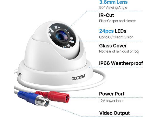 ZOSI 4 Pack 2MP 1080p HD-TVI Home Security Camera Outdoor Indoor 1920TVL, 24PCS LEDs, 80ft Night Vision, 90°View Angle, Weatherproof Surveillance...