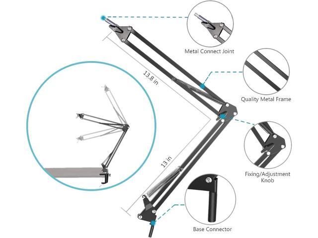Snowball iCE Mic Boom Arm Stand with Pop Filter, Compatible with Blue Snowball Ice USB Microphone with Cable Sleeve by SUNMON