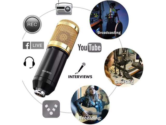 Podcast Equipment Bundle, BM800 Condenser Microphone Bundle with Live Sound Card, Adjustable Mic Stand, Metal Shock Mount and Double-Layer Pop...