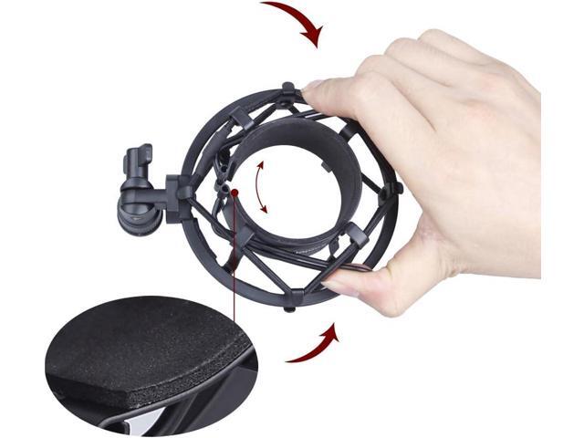 Koolertron Microphone Shock Mount,Mic Clip Holder,Universal 50MM Anti-Vibration Mic Holder for 48MM-54mm Diameter Studio Condenser Mic (Black)