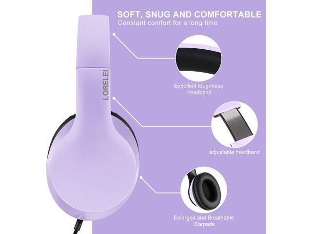 LORELEI X6 Over-Ear Headphones with Microphone, Lightweight Foldable & Portable Stereo Bass Headphones with 1.45M No-Tangle,Wired Headphones for...
