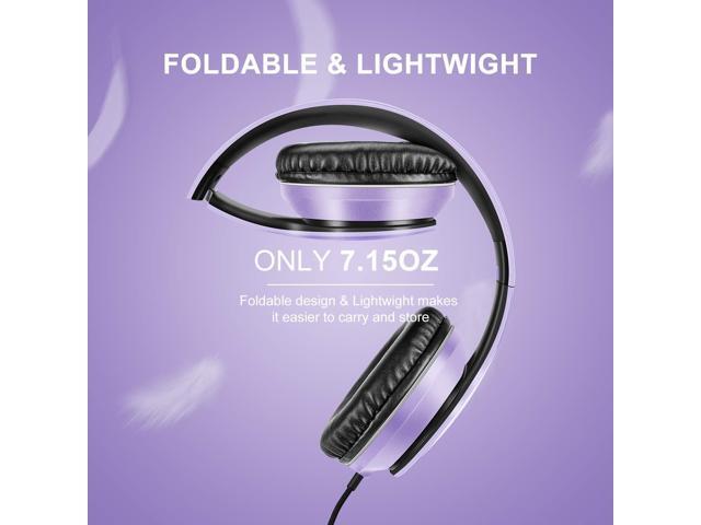 LORELEI X6 Over-Ear Headphones with Microphone, Lightweight Foldable & Portable Stereo Bass Headphones with 1.45M No-Tangle,Wired Headphones for...