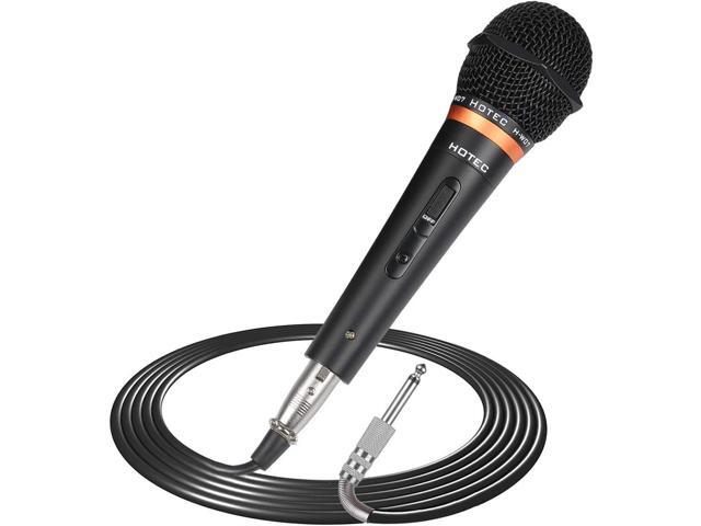 HOTEC Premium Vocal Dynamic Handheld Microphone with 19ft Detachable XLR Cable and ON/Off Switch (Metal Black) (H-W07)