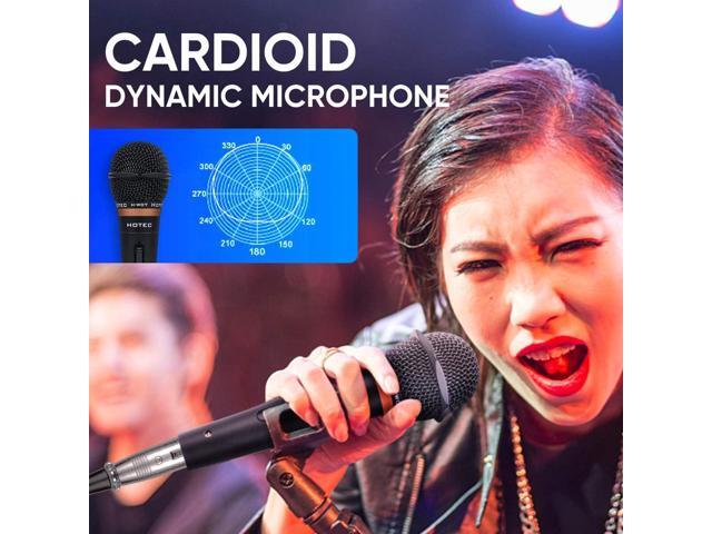 HOTEC Premium Vocal Dynamic Handheld Microphone with 19ft Detachable XLR Cable and ON/Off Switch (Metal Black) (H-W07)