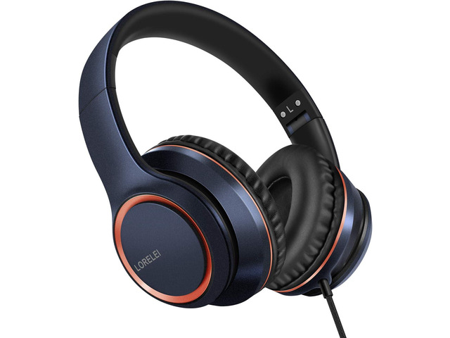 LORELEI X8 Over-Ear Wired Headphones with Microphone with 1.45m-Tangle-Free Nylon Line & 3.5mm Plug,Lightweight Foldable & Portable Headphones for...