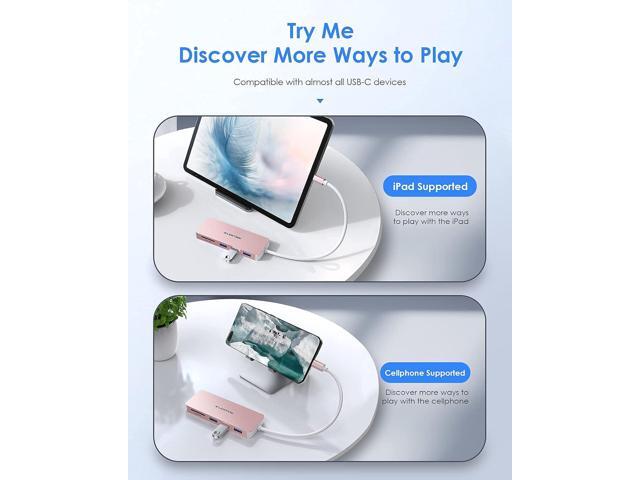 LENTION USB C Hub with 3 USB 3.0 & SD/Micro SD Card Reader Compatible 2022-2016 MacBook Pro, New Mac Air/iPad Pro/Surface, More, Stable Driver...