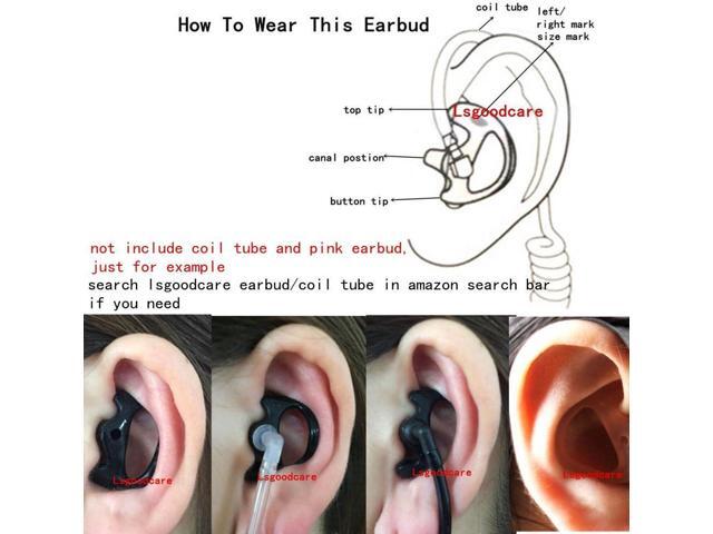 2 Way Radio Ear Mold Black Small, Lsgoodcare 20Pcs Replacement Earbud Earmolds Left Right Ear Piece Compatible for Motorola Kenwood Two Way Radio...
