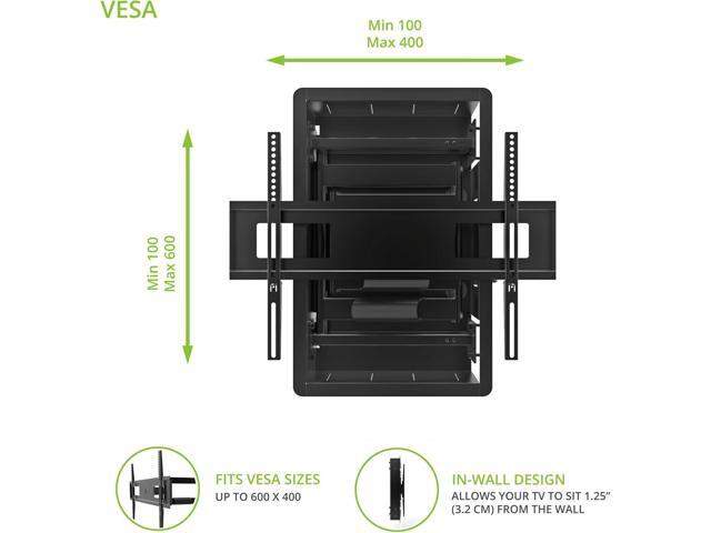 Kanto R500 Recessed In-Wall Full Motion Articulating TV Mount for 46-inch to 80-inch TVs Ultra Low Profile Swivel and Tilt Capable Cable...