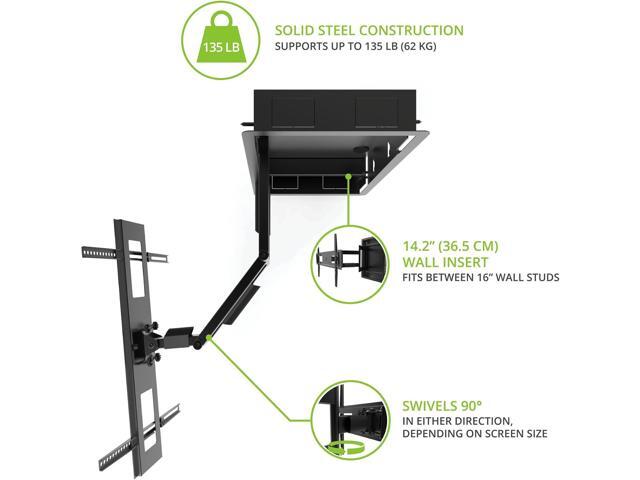 Kanto R500 Recessed In-Wall Full Motion Articulating TV Mount for 46-inch to 80-inch TVs Ultra Low Profile Swivel and Tilt Capable Cable...
