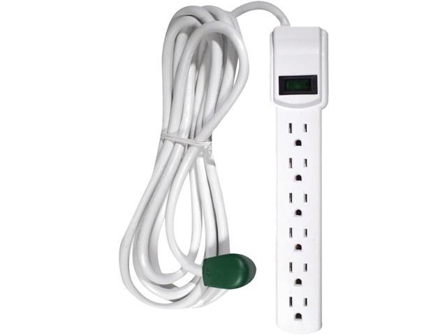Go Green Power Inc. 12ft Surge Protector with 6 Outlets - Heavy Duty, Circuit Breaker, Mountable - Sleek Design Perfect for Home & Office -...