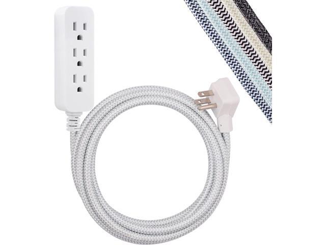 Cordinate 3 Outlet Power Strip Surge Protector Indoor Extension Cord 16 Gauge 10 Ft 3 Prong Braided Extension Cords Flat Extension Cord ETL Listed...