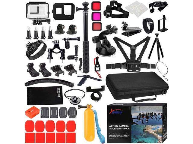 Action Camera Accessories Kit for Gopro Hero 8 Black Waterproof Housing Silicone Case Glass Screen Protector are Compatible with Gopro8 Hero8 62D