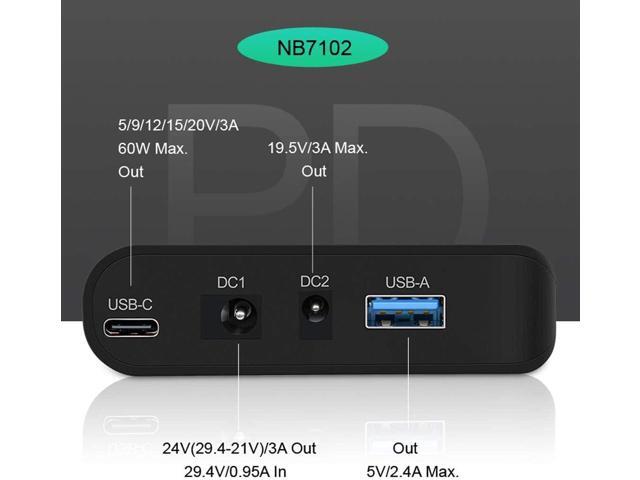 Talentcell Lithium ion Battery Pack NB7102, Rechargeable Li-ion Power Bank with DC 24/19/5V and USB-C 5/9/12/15/20V Output for Laptop, Notebook,...