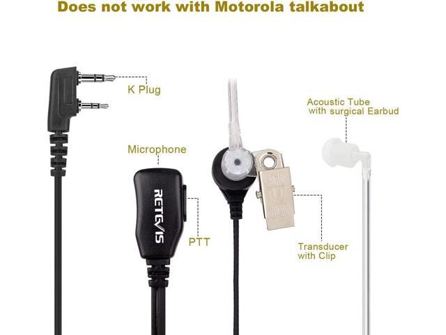 Case of 10, Retevis Walkie Talkies Earpiece with Mic 2 Pin Acoustic Tube Headset Compatible with Baofeng UV-5R Retevis H-777 RT21 RT22 Arcshell...