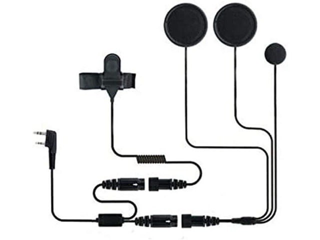 BAOFENG Helmet Kit 2 PIN Full Face Motorcycle Headset Earpiece Mic Ken Wood/WOU Xun/Pu Xing/Lin ton Two Way Radio Walkie Talkie, Black