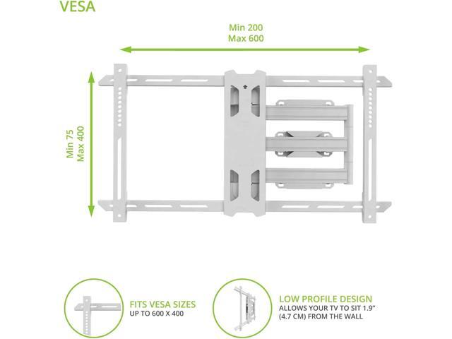 Kanto PS350W Full Motion Articulating TV Wall Mount for 37-inch to 60-inch TVs Low Profile & 22' Extension VESA Compatible up to 600 x 400 White