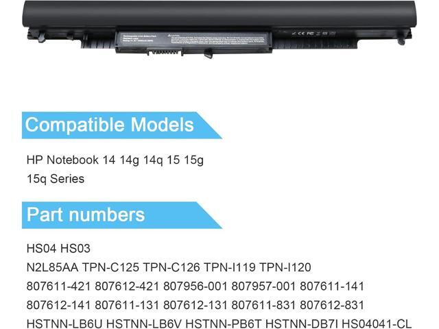 New Replacement 807956-001 HS03 HS04 Laptop Battery for Hp 14 15 Notebook PC series 15-ay009dx 15-ba009dx 15-af131dx fits Spare 807957-001 Model...